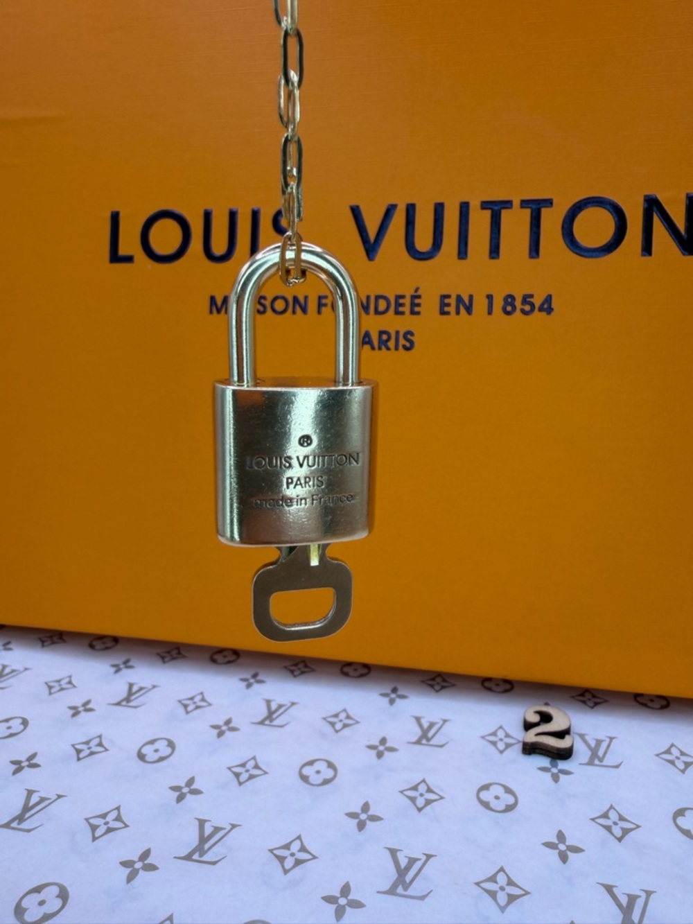 Louis Vuitton #333 RARE Lock & Key ANGEL 18K Gold Filled Chain